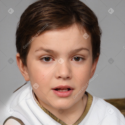 Neutral white child female with medium  brown hair and brown eyes