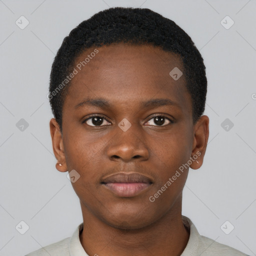 Neutral black young-adult male with short  brown hair and brown eyes