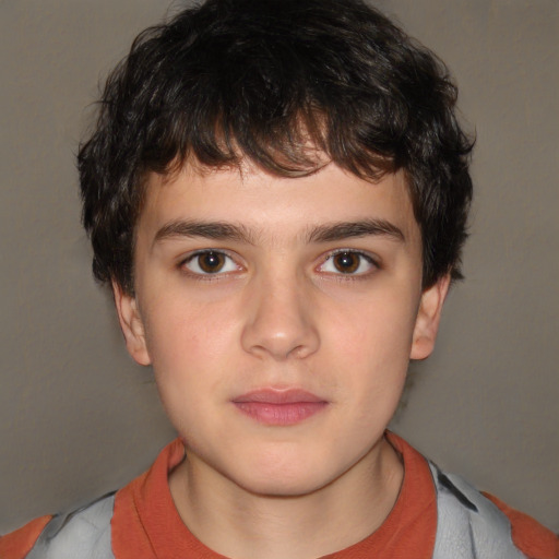 Neutral white child male with short  brown hair and brown eyes