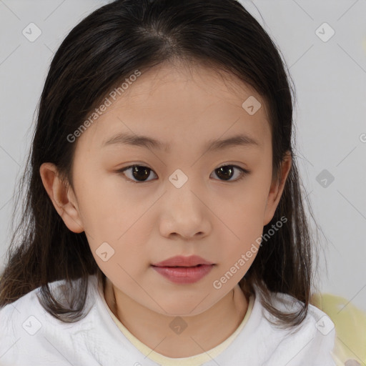 Neutral white child female with medium  brown hair and brown eyes