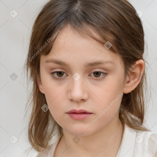 Neutral white child female with medium  brown hair and brown eyes