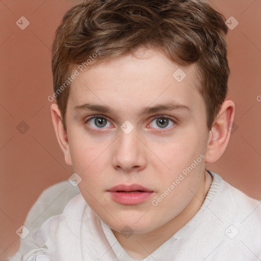 Neutral white child male with short  brown hair and brown eyes