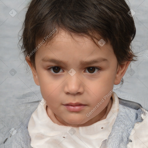 Neutral white child female with short  brown hair and brown eyes