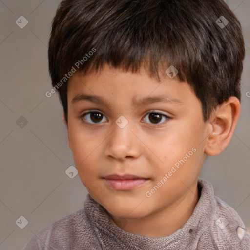 Neutral white child male with short  brown hair and brown eyes