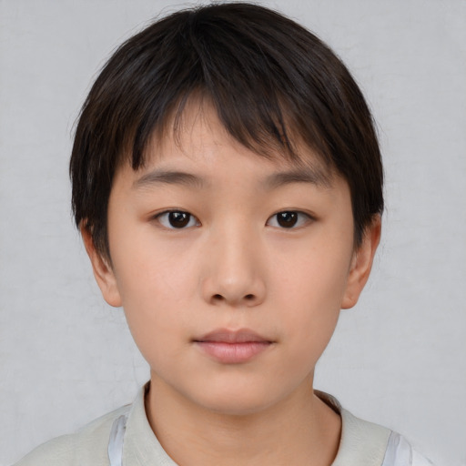 Neutral white young-adult female with short  brown hair and brown eyes