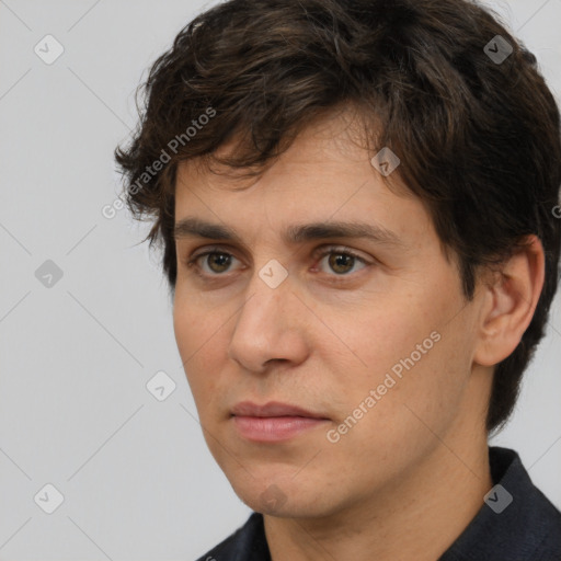 Neutral white adult male with short  brown hair and brown eyes