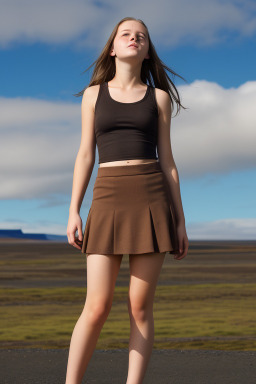 Icelandic teenager female with  brown hair