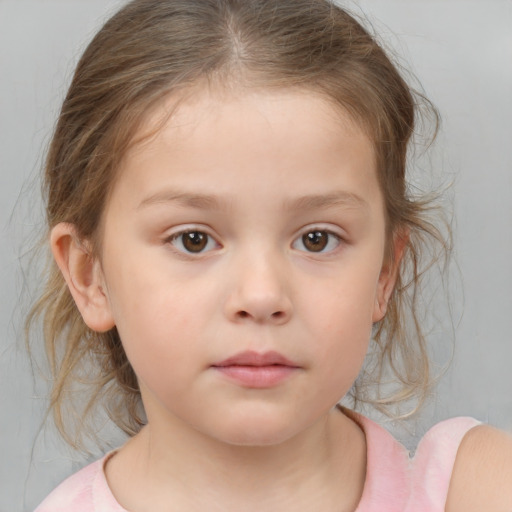 Neutral white child female with medium  brown hair and brown eyes