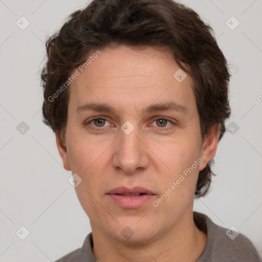 Neutral white adult male with short  brown hair and brown eyes