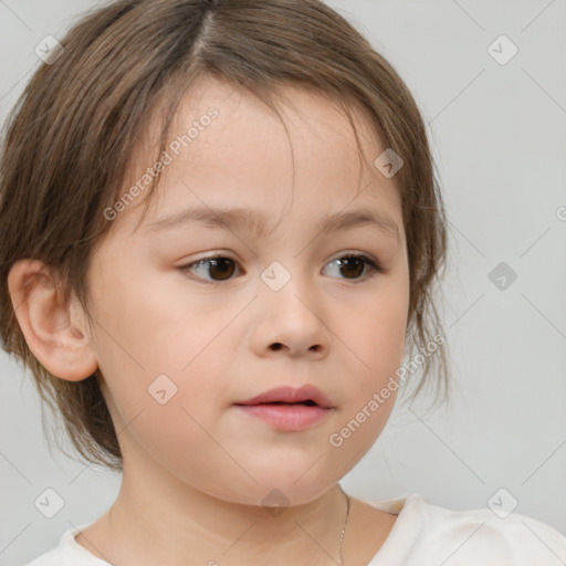 Neutral white child female with medium  brown hair and brown eyes