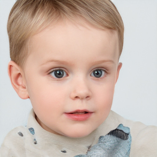 Neutral white child female with short  brown hair and blue eyes