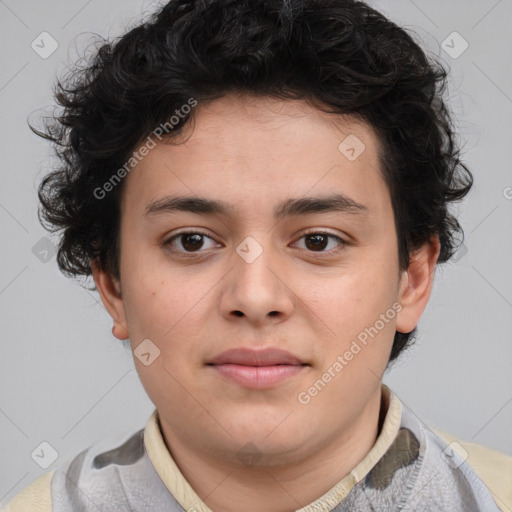 Neutral white child male with short  brown hair and brown eyes