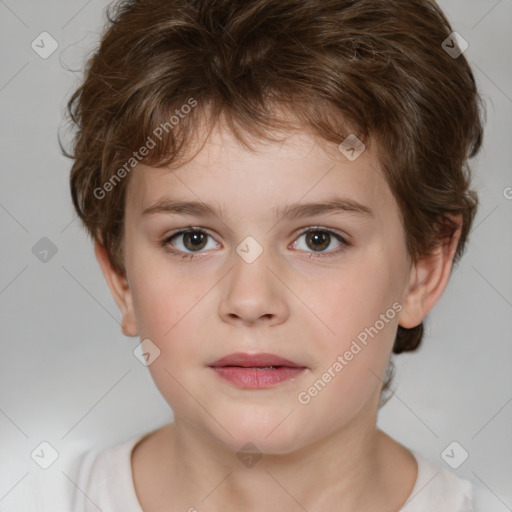 Neutral white child female with short  brown hair and brown eyes