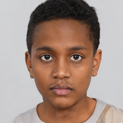 Neutral black young-adult male with short  brown hair and brown eyes
