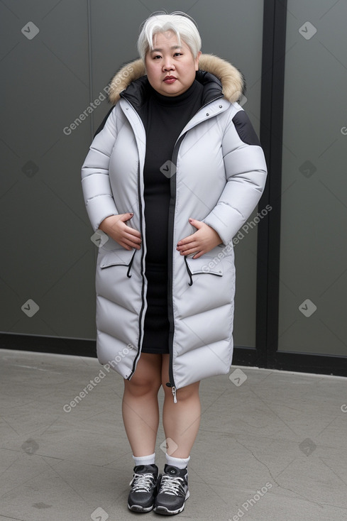 Chinese middle-aged female with  white hair