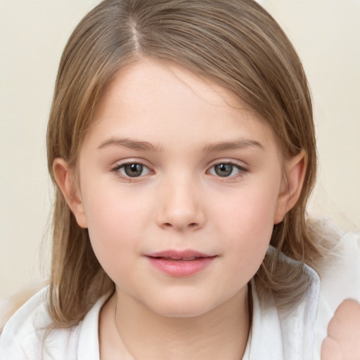 Neutral white child female with medium  brown hair and brown eyes