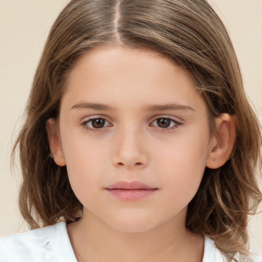 Neutral white child female with medium  brown hair and brown eyes