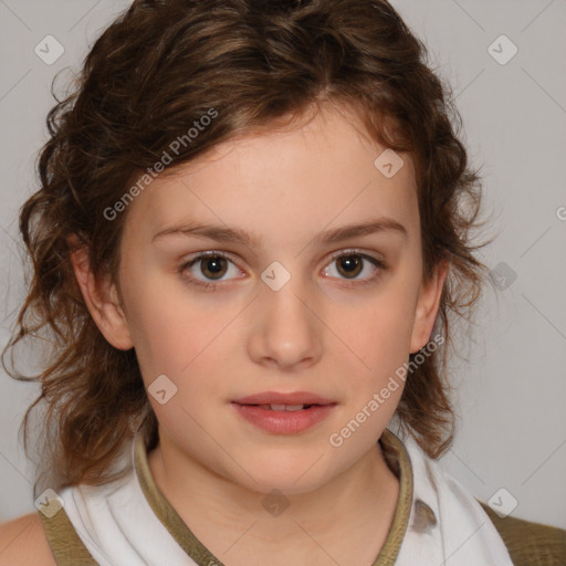 Neutral white child female with medium  brown hair and brown eyes