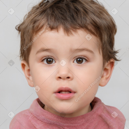 Neutral white child male with short  brown hair and brown eyes