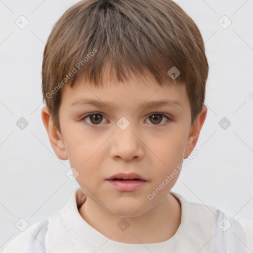 Neutral white child male with short  brown hair and brown eyes