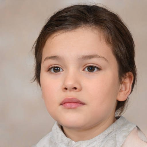 Neutral white child female with medium  brown hair and brown eyes