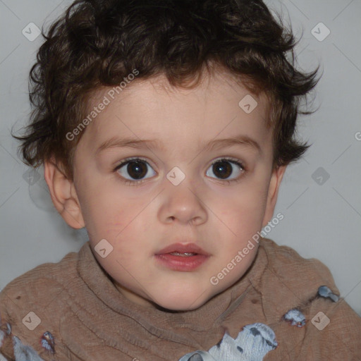 Neutral white child male with short  brown hair and brown eyes