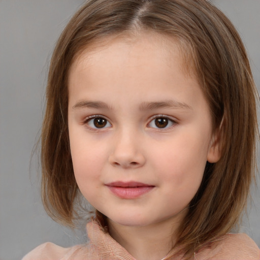 Neutral white child female with medium  brown hair and brown eyes