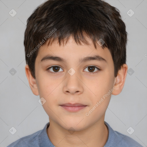 Neutral white child male with short  brown hair and brown eyes