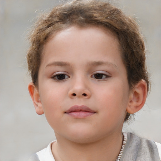 Neutral white child female with short  brown hair and brown eyes