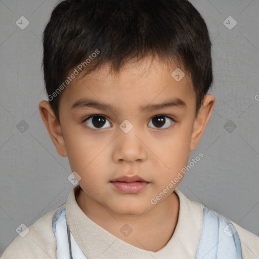 Neutral white child male with short  brown hair and brown eyes