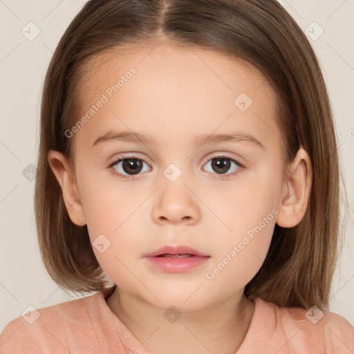 Neutral white child female with medium  brown hair and brown eyes