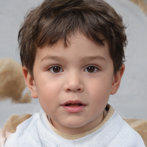 Neutral white child male with short  brown hair and brown eyes