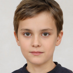 Neutral white child male with short  brown hair and brown eyes