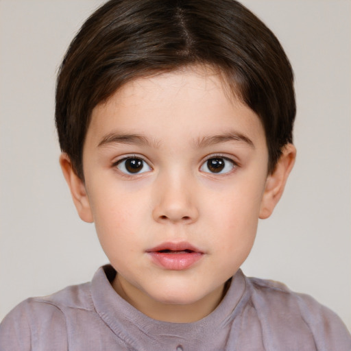 Neutral white child female with short  brown hair and brown eyes