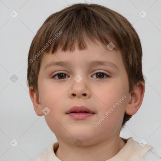 Neutral white child male with short  brown hair and brown eyes