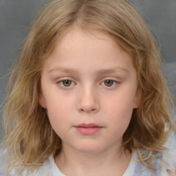 Neutral white child female with medium  brown hair and brown eyes