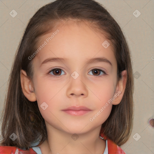 Neutral white child female with medium  brown hair and brown eyes