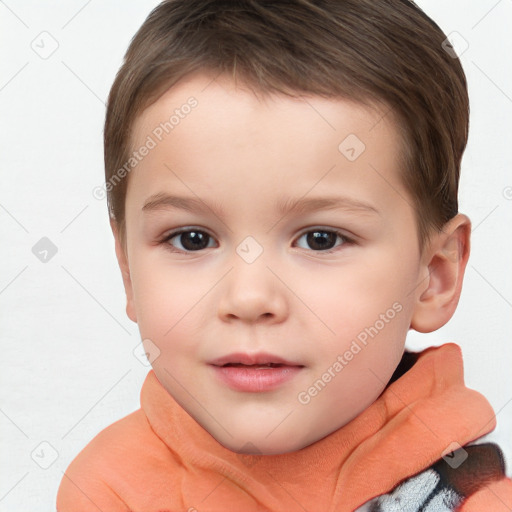 Neutral white child female with short  brown hair and brown eyes