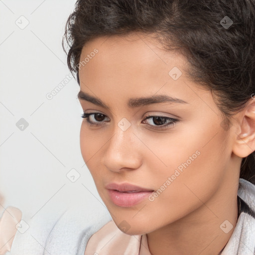 Neutral white child female with short  brown hair and brown eyes