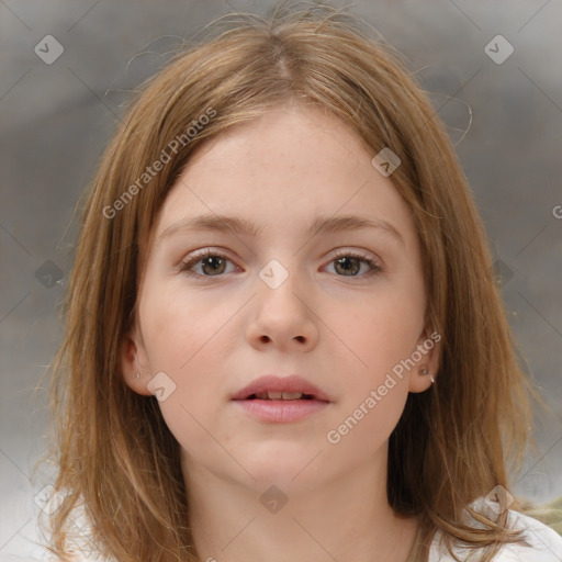 Neutral white child female with medium  brown hair and brown eyes