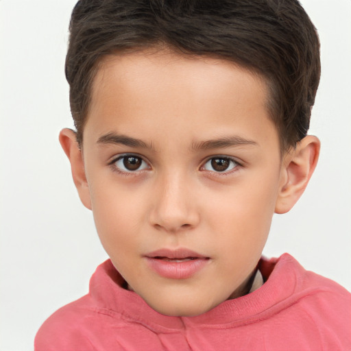 Neutral white child female with short  brown hair and brown eyes