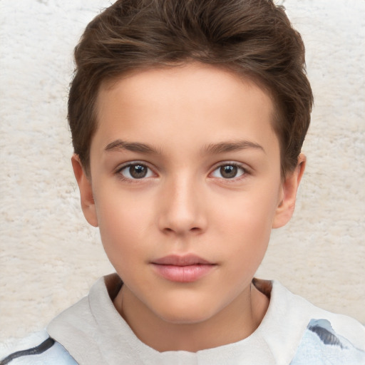 Neutral white child female with short  brown hair and brown eyes