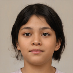 Neutral asian child female with medium  brown hair and brown eyes