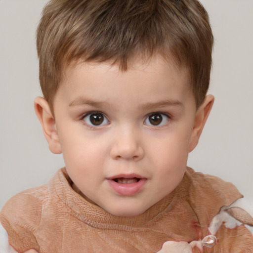 Neutral white child male with short  brown hair and brown eyes