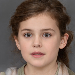 Neutral white child female with medium  brown hair and brown eyes