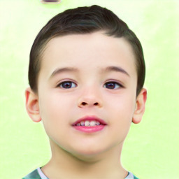 Joyful white child male with short  brown hair and brown eyes