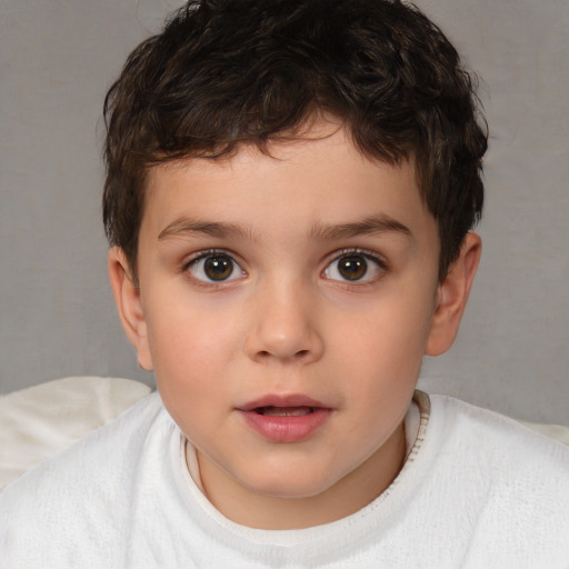 Neutral white child male with short  brown hair and brown eyes