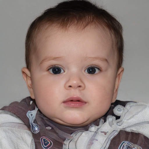 Neutral white child female with short  brown hair and blue eyes