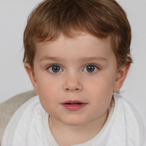 Neutral white child male with medium  brown hair and brown eyes