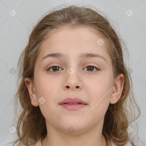 Neutral white child female with medium  brown hair and brown eyes